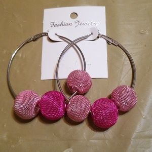 Sequin Fuchsia and Pink Hoop Earrings